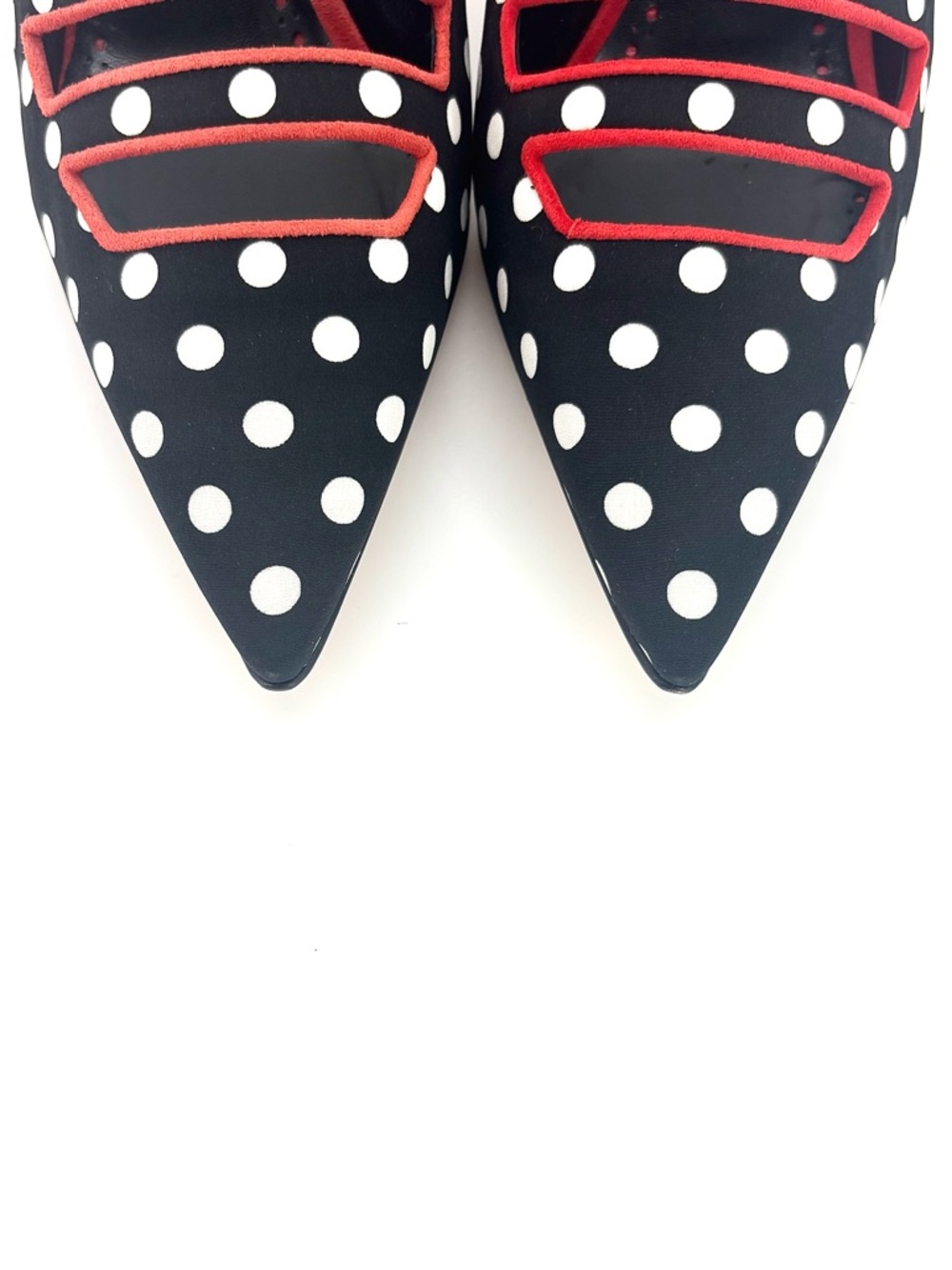Manolo Blahnik Cciolo Polka Dot Pointed Toe Sculptural Heel Mule Pumps 36.5 - Picture 7 of 9